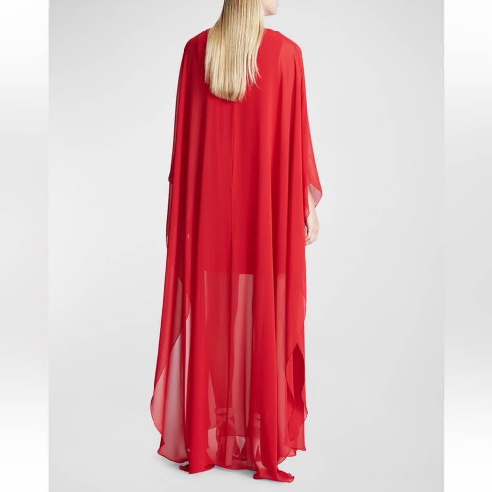 NWT Halston Paula Cutout Draped Chiffon Crepe Gown Red Size 2 - Picture 3 of 7